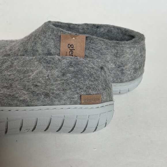 Glerups Wool Slippers Rubber Sole Slip On RARE Light Grey Sole House Shoes 8 NWT - Picture 4 of 9